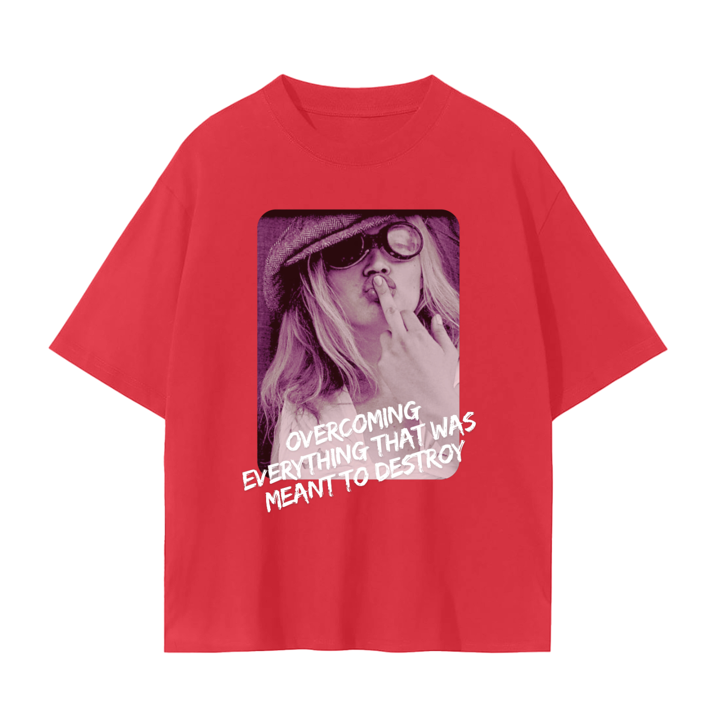 'Overcoming Everything' Drop Shoulder Basic Tee- White Print