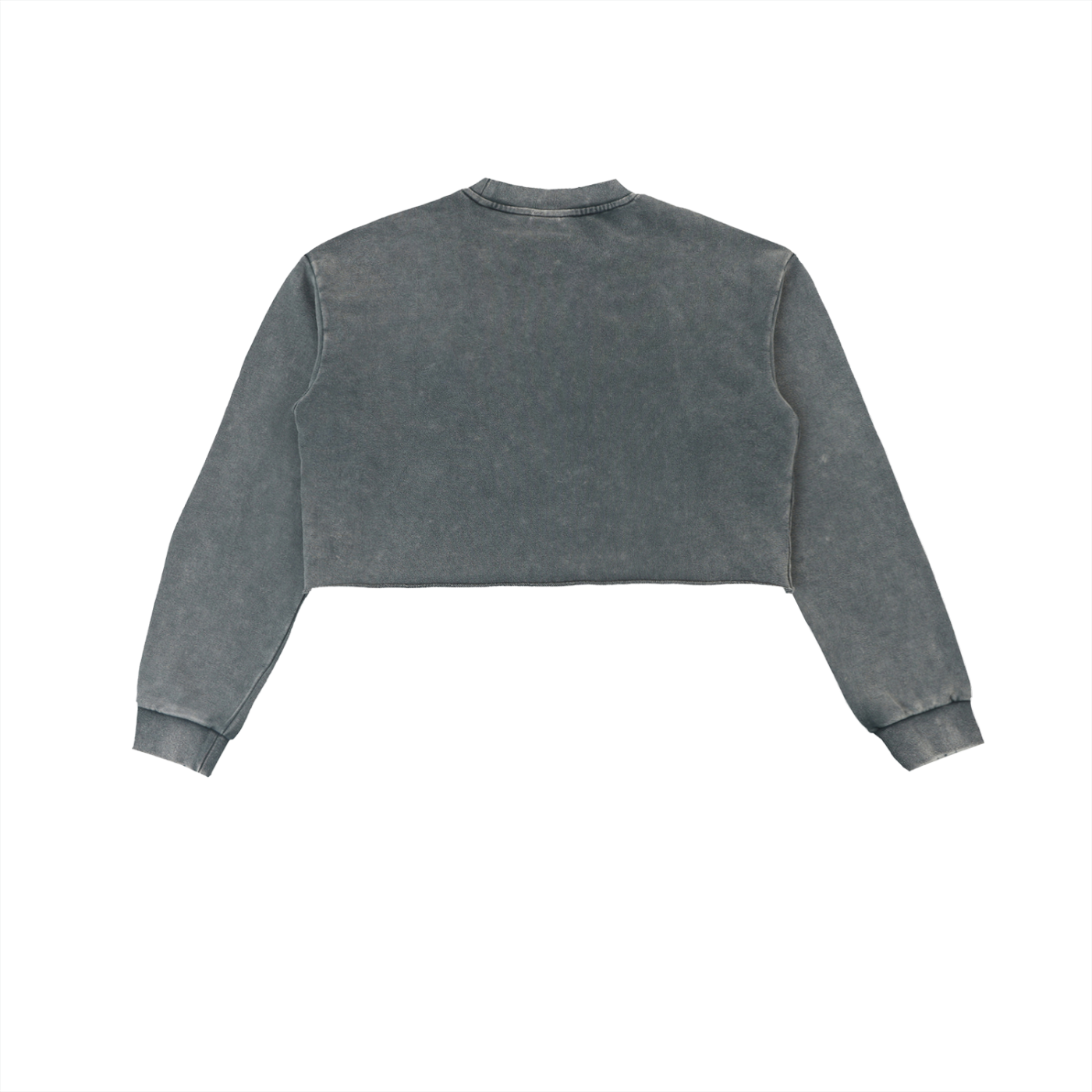 '11:11 THE LABEL' Snow Washed Cropped Sweatshirt- White Print