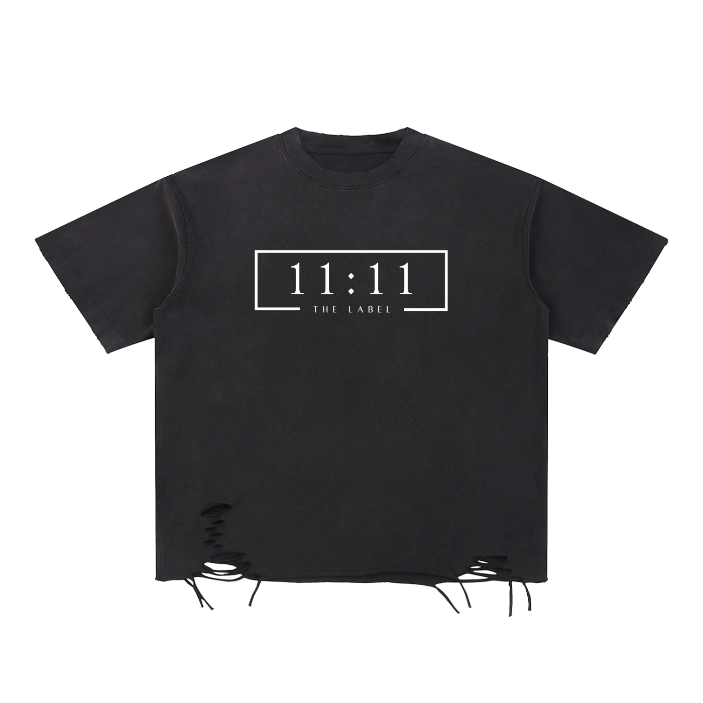 '11:11 THE LABEL' Snow Washed Raw Edge Distressed Tee