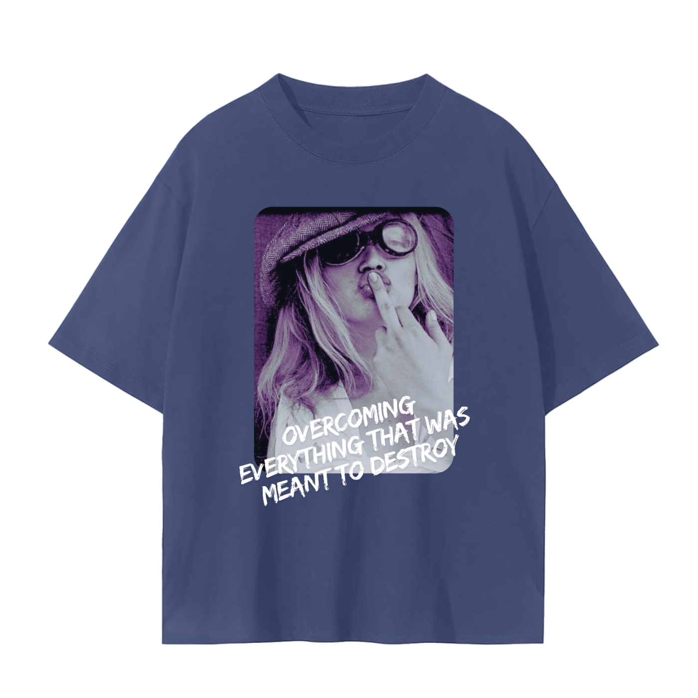 'Overcoming Everything' Drop Shoulder Basic Tee- White Print