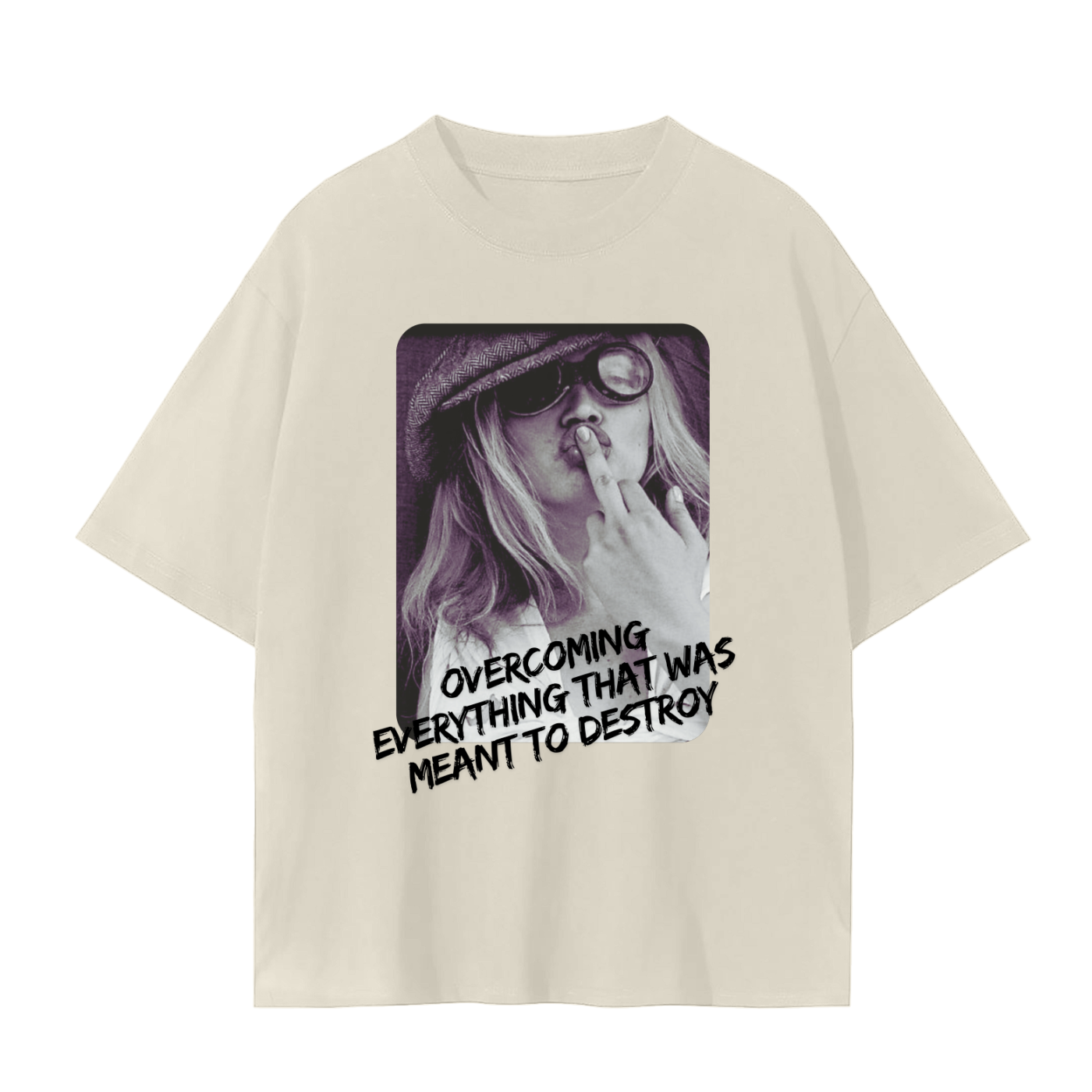 'Overcoming Everything' Drop Shoulder Basic Tee- Black Print