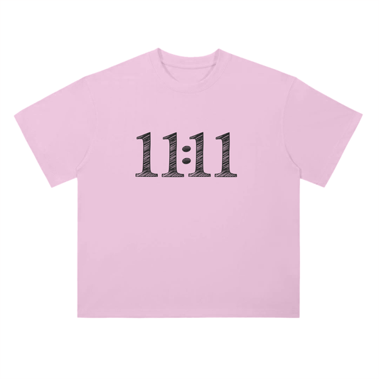 '11:11 Sketch' Drop Shoulder Basic Tee- Black Print
