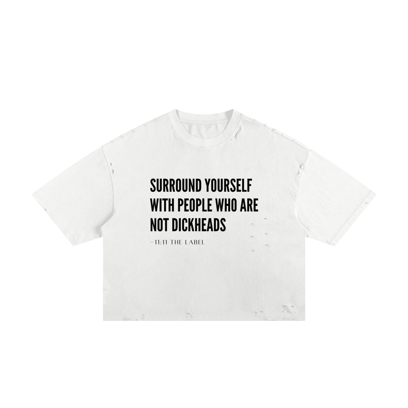 'Not Dickheads' Classic Frayed Boxy Tee- Black Print