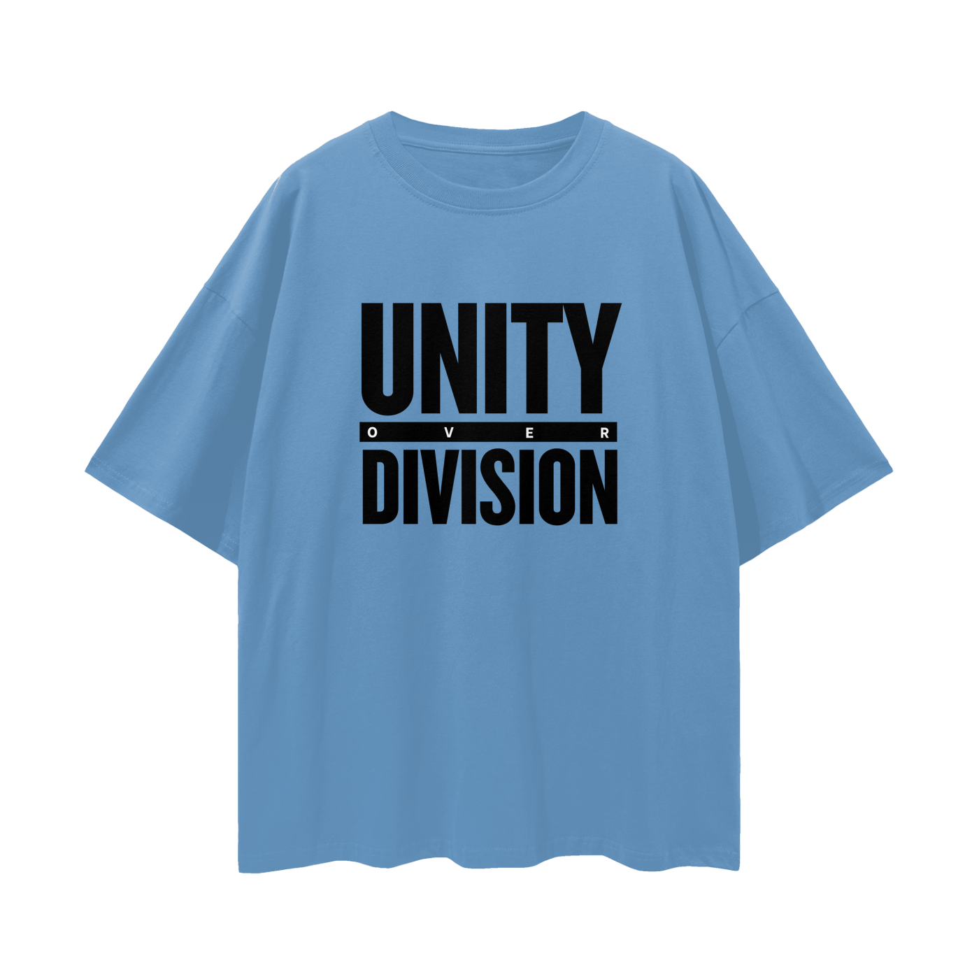 'Unity Over Division' Unisex Loose Drop Shoulder Tee- Black Print