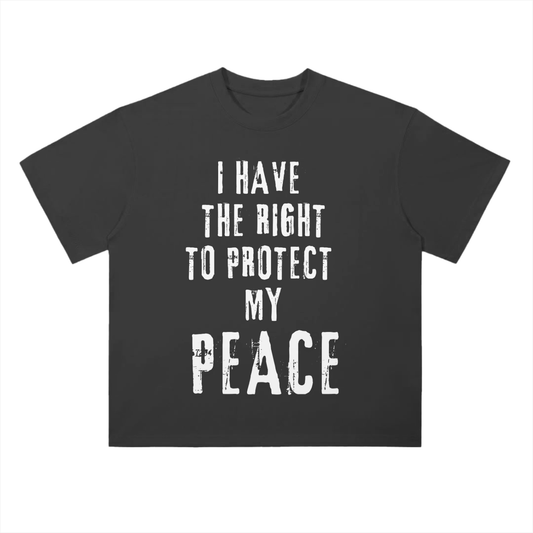 'Protect My Peace' Drop Shoulder Basic Tee- White Print