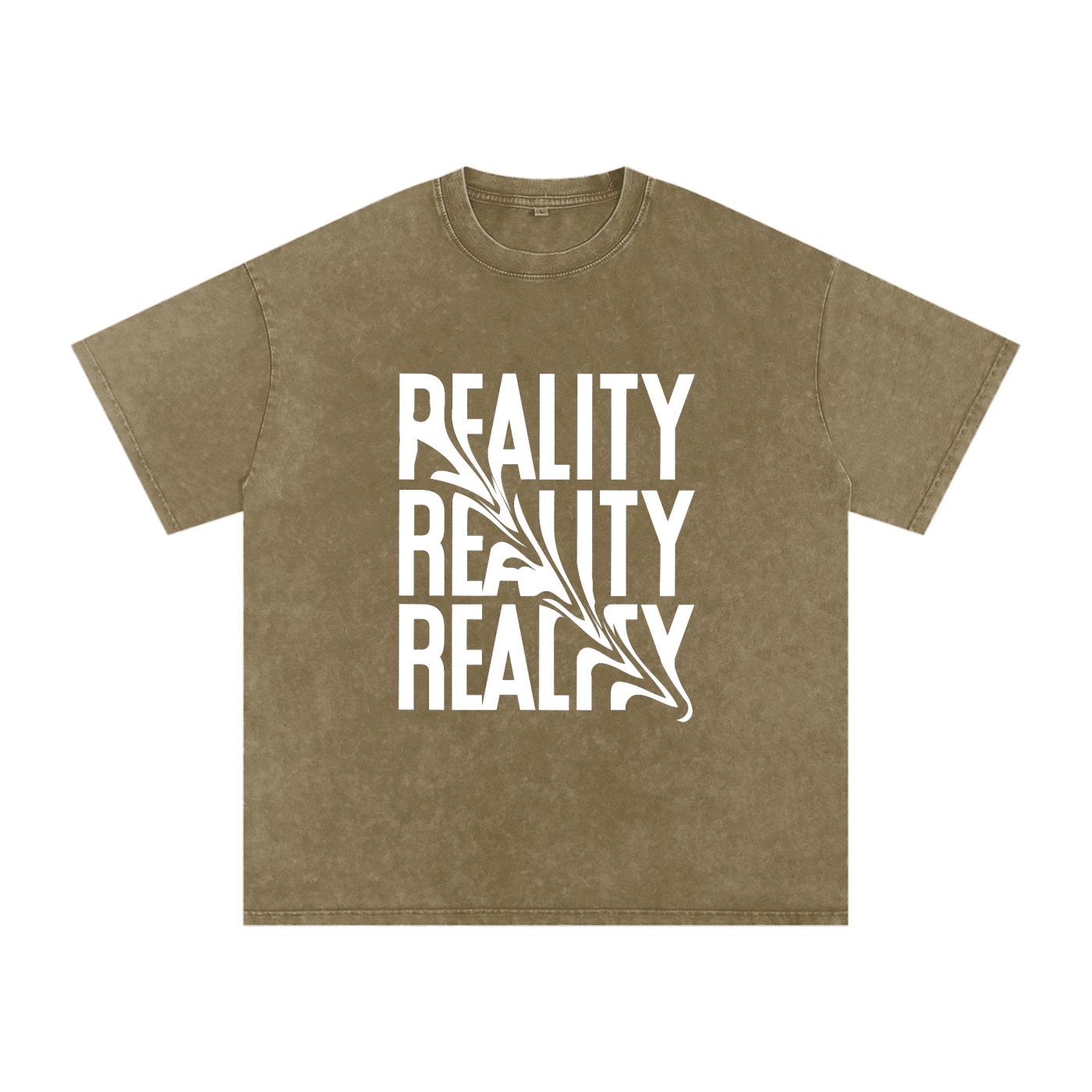 'Reality' Oversized Acid Wash Tee- White Print
