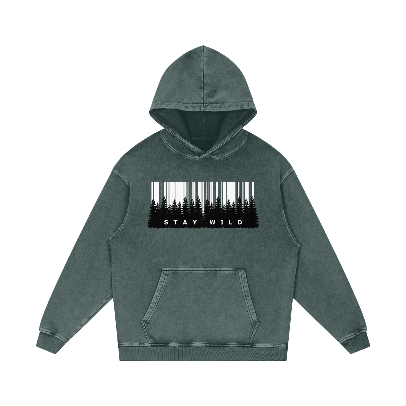 'Stay Wild' Acid Wash Oversized Hoodie