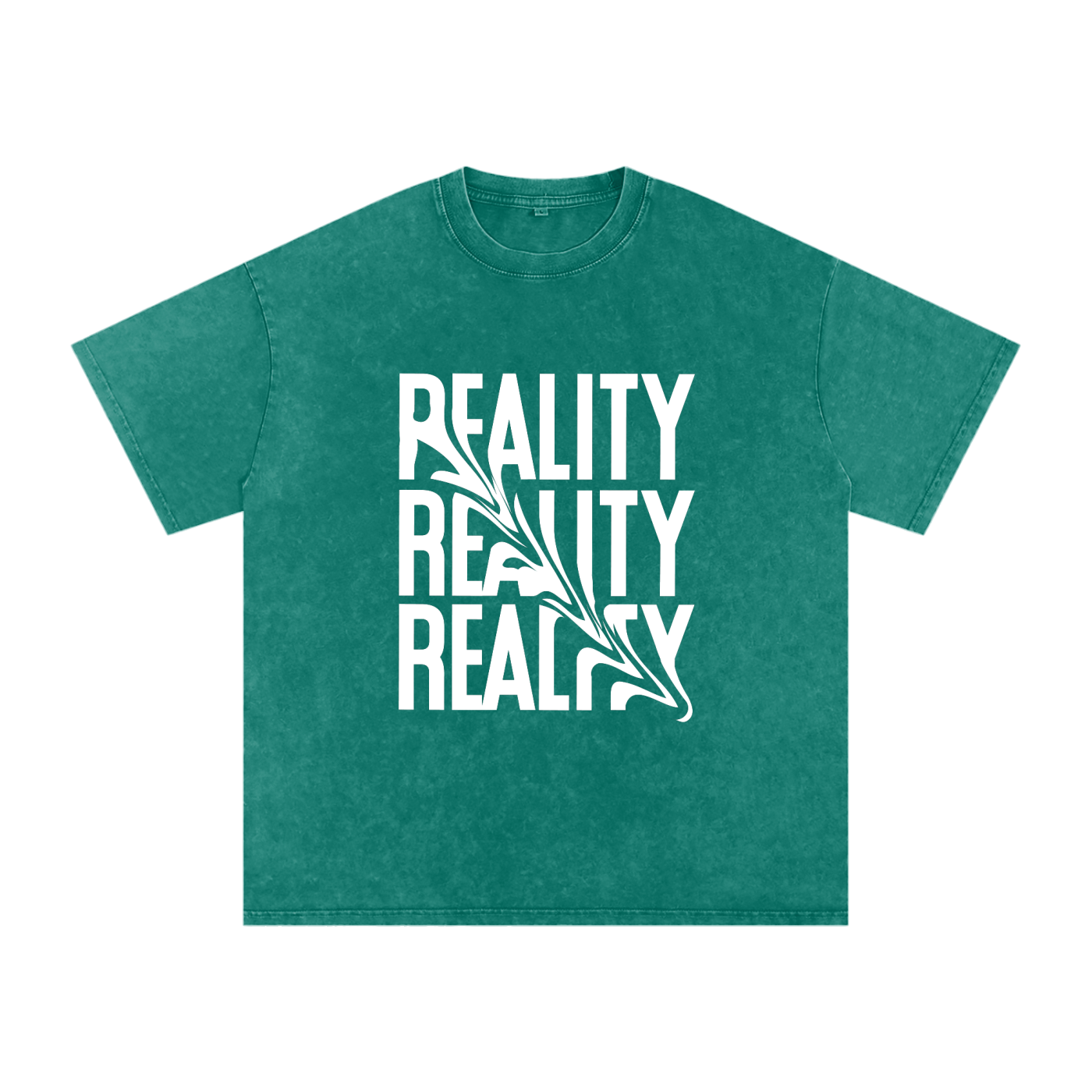 'Reality' Oversized Acid Wash Tee- White Print