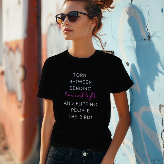 'Sending Love & Light' Unisex Basic Tee- White Print