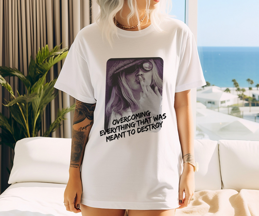 'Overcoming Everything' Drop Shoulder Basic Tee- Black Print