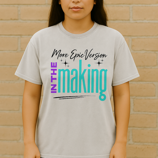 'More Epic Version' Oversized Acid Wash Tee- Black Print