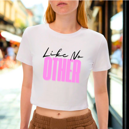 'Like No Other' Bodycon Cropped Tee- Black Print