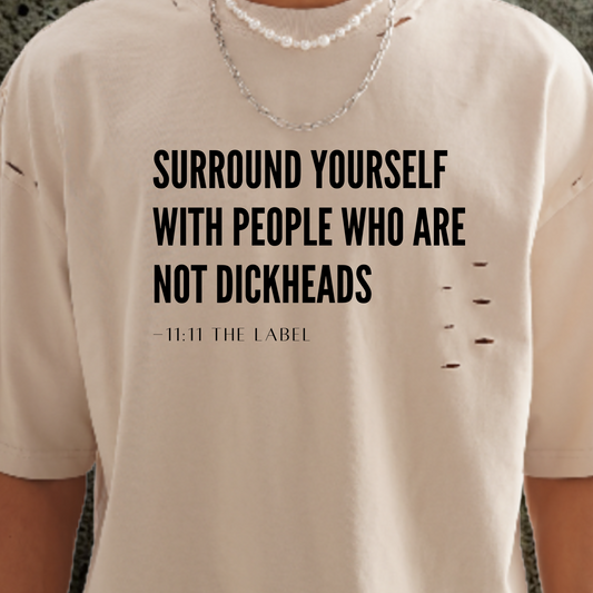 'Not Dickheads' Classic Frayed Boxy Tee- Black Print