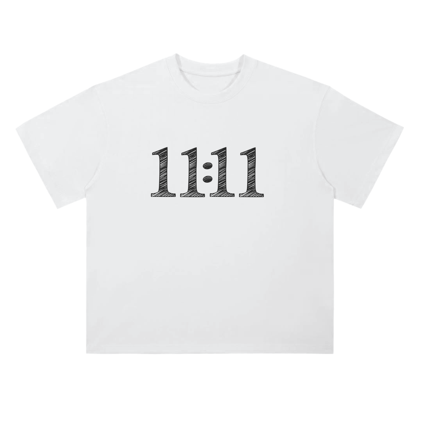 '11:11 Sketch' Drop Shoulder Basic Tee- Black Print