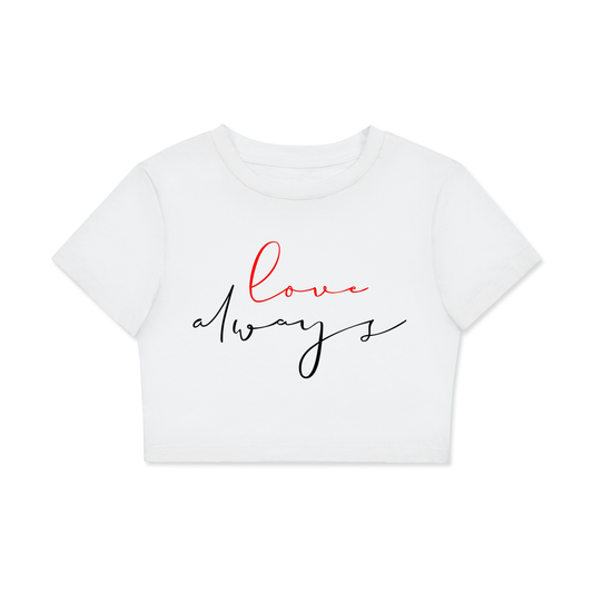 'Love Always' Bodycon Cropped Tee- Black Print