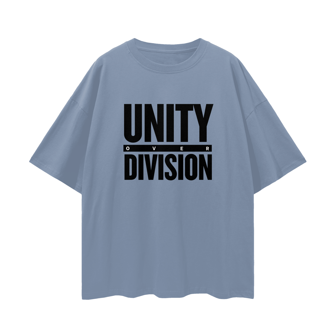 'Unity Over Division' Unisex Loose Drop Shoulder Tee- Black Print