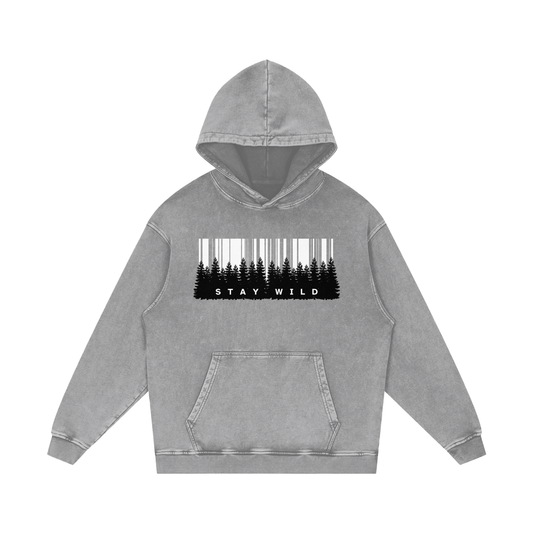'Stay Wild' Acid Wash Oversized Hoodie