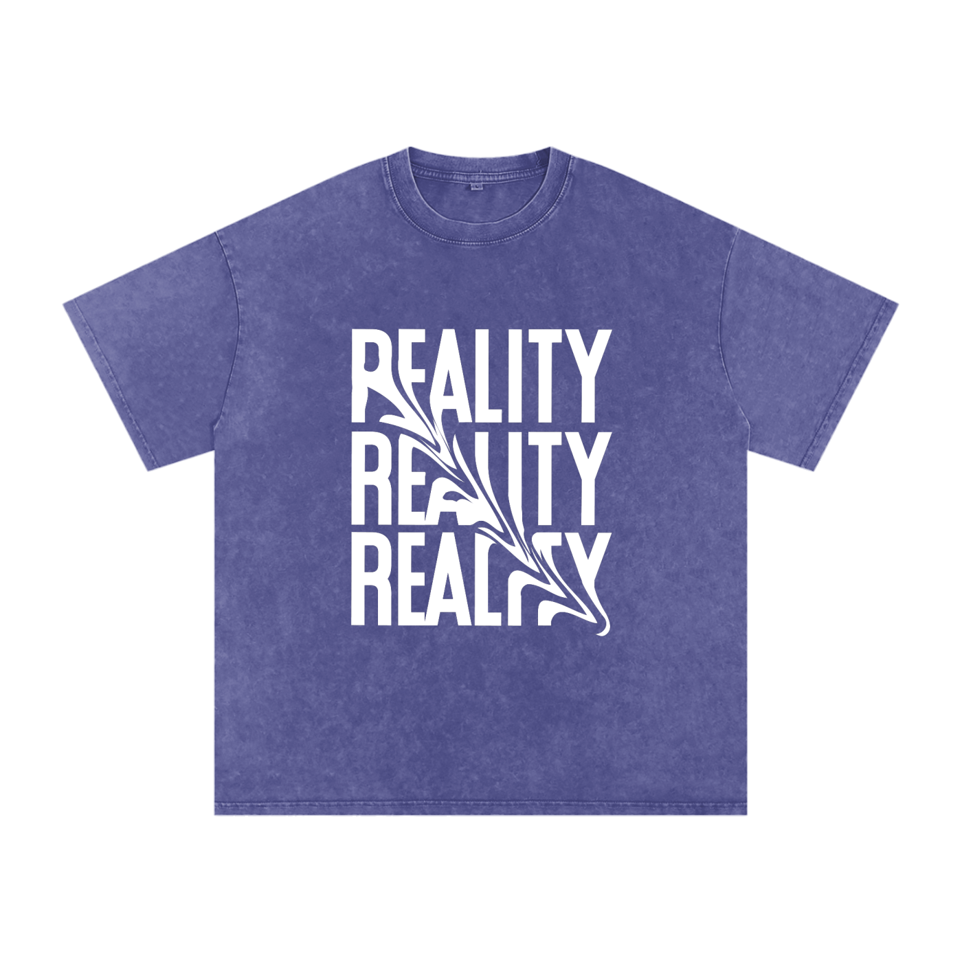 'Reality' Oversized Acid Wash Tee- White Print