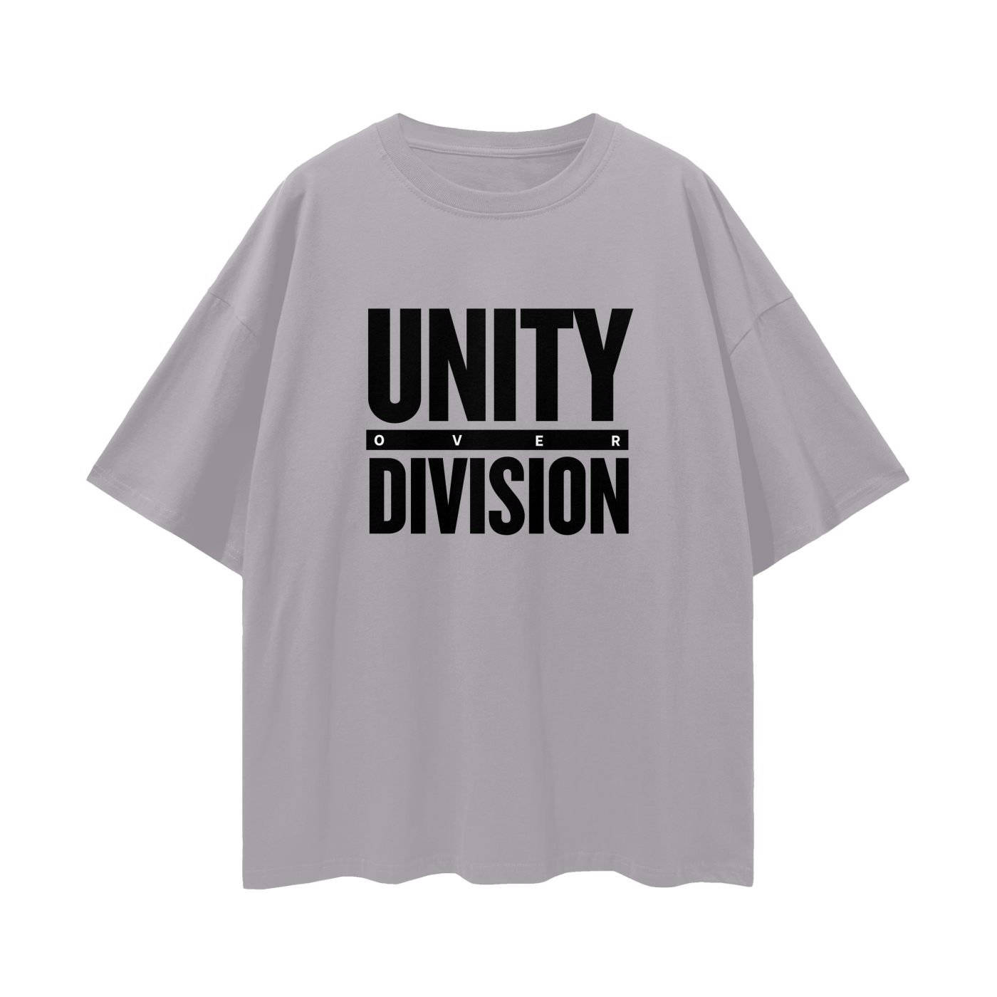 'Unity Over Division' Unisex Loose Drop Shoulder Tee- Black Print