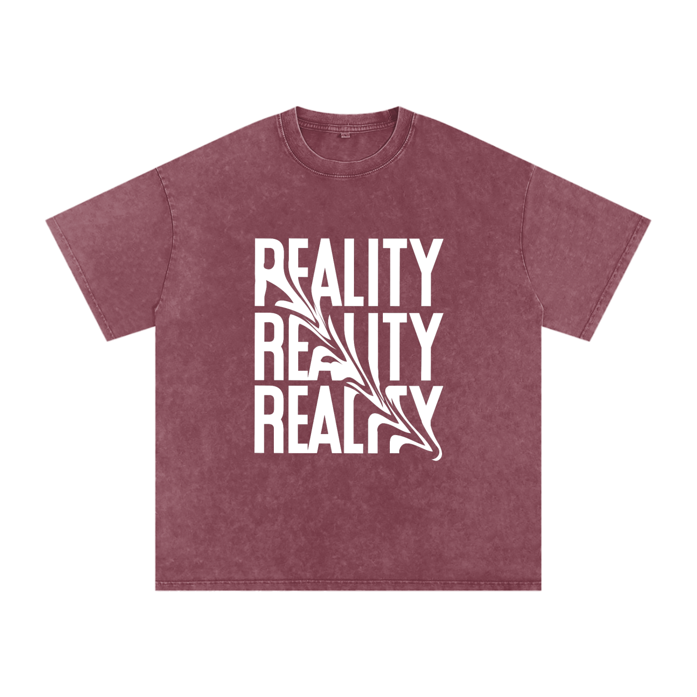 'Reality' Oversized Acid Wash Tee- White Print