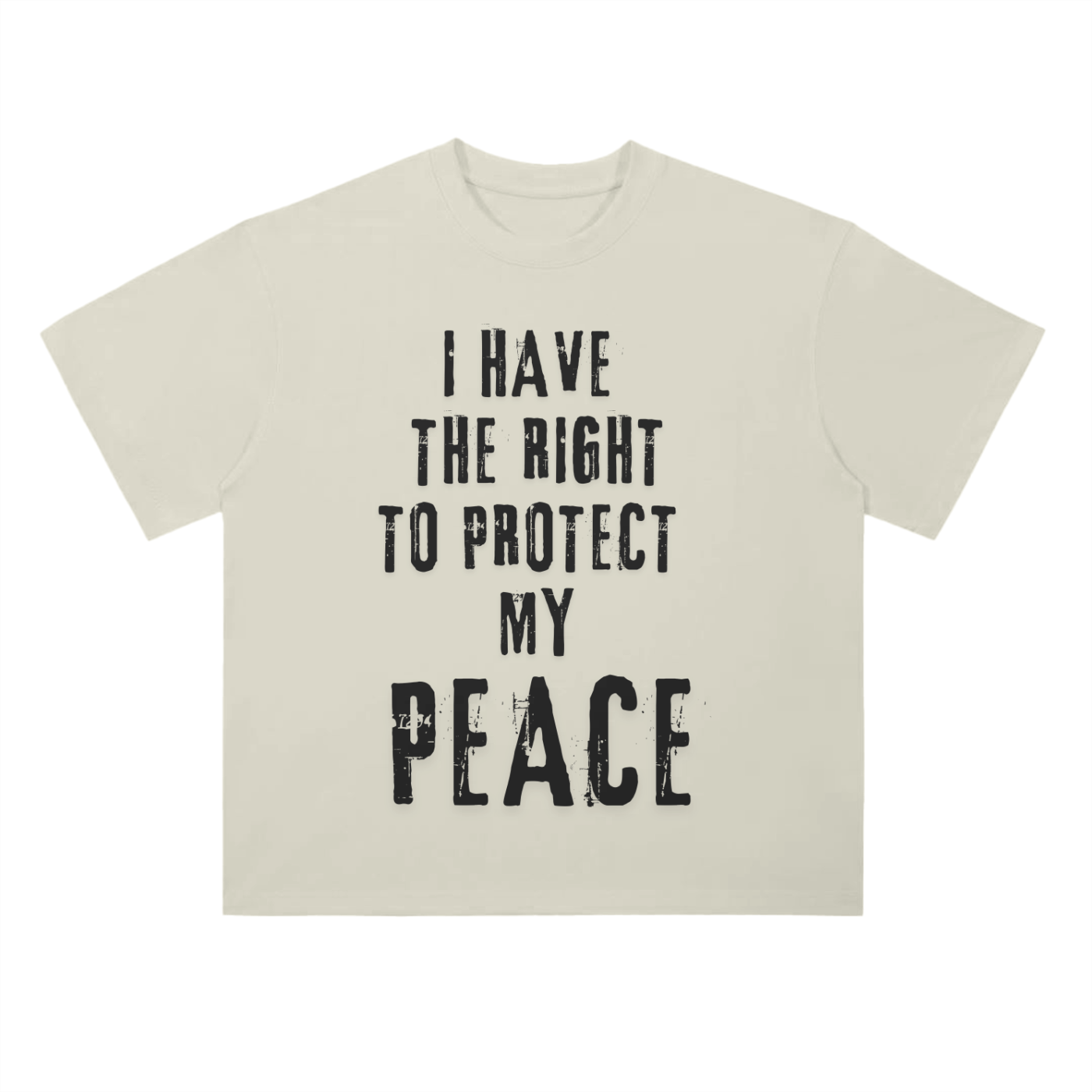 'Protect My Peace' Drop Shoulder Basic Tee- Black Print