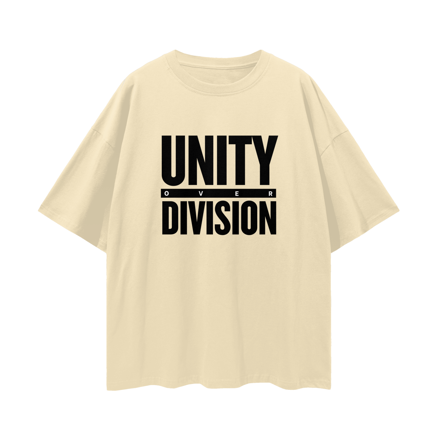 'Unity Over Division' Unisex Loose Drop Shoulder Tee- Black Print
