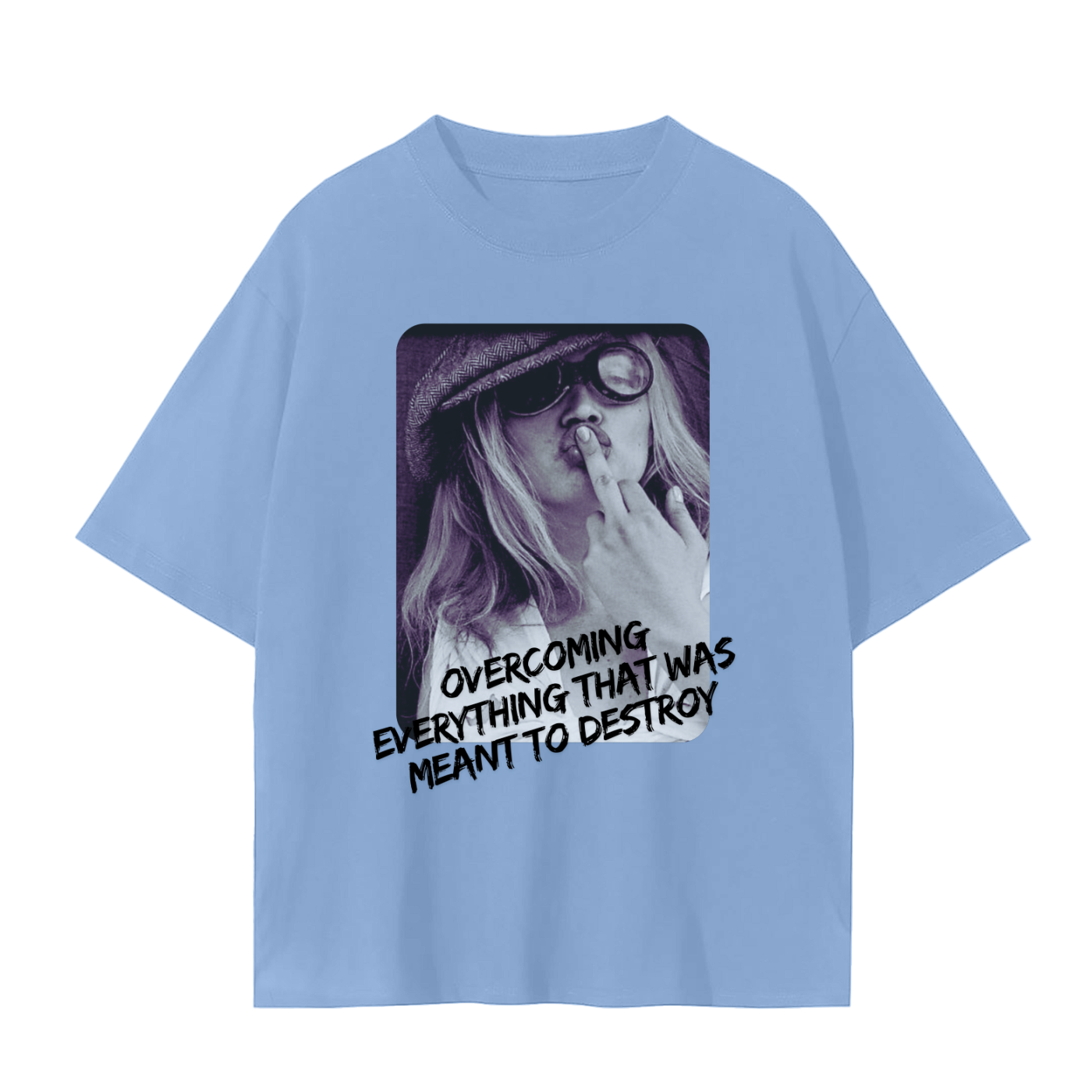 'Overcoming Everything' Drop Shoulder Basic Tee- Black Print