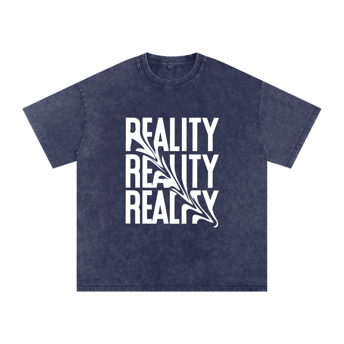 'Reality' Oversized Acid Wash Tee- White Print