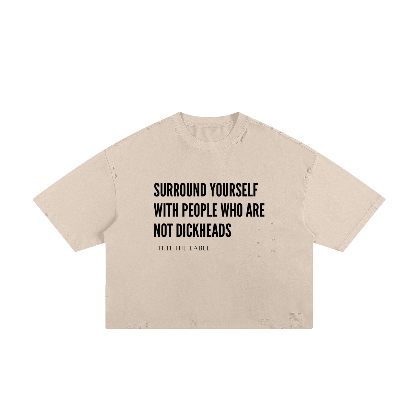 'Not Dickheads' Classic Frayed Boxy Tee- Black Print