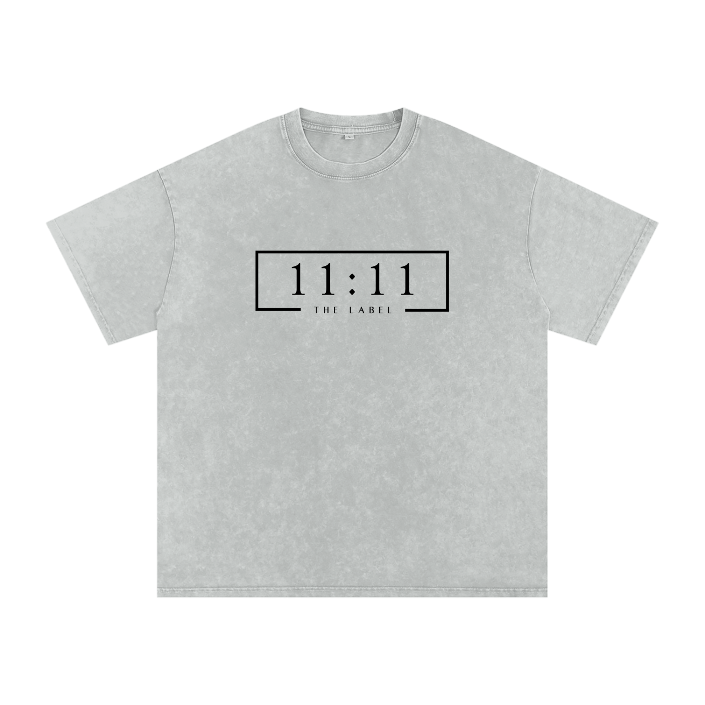 '11:11 THE LABEL' Oversized Acid Wash Tee- Black Print