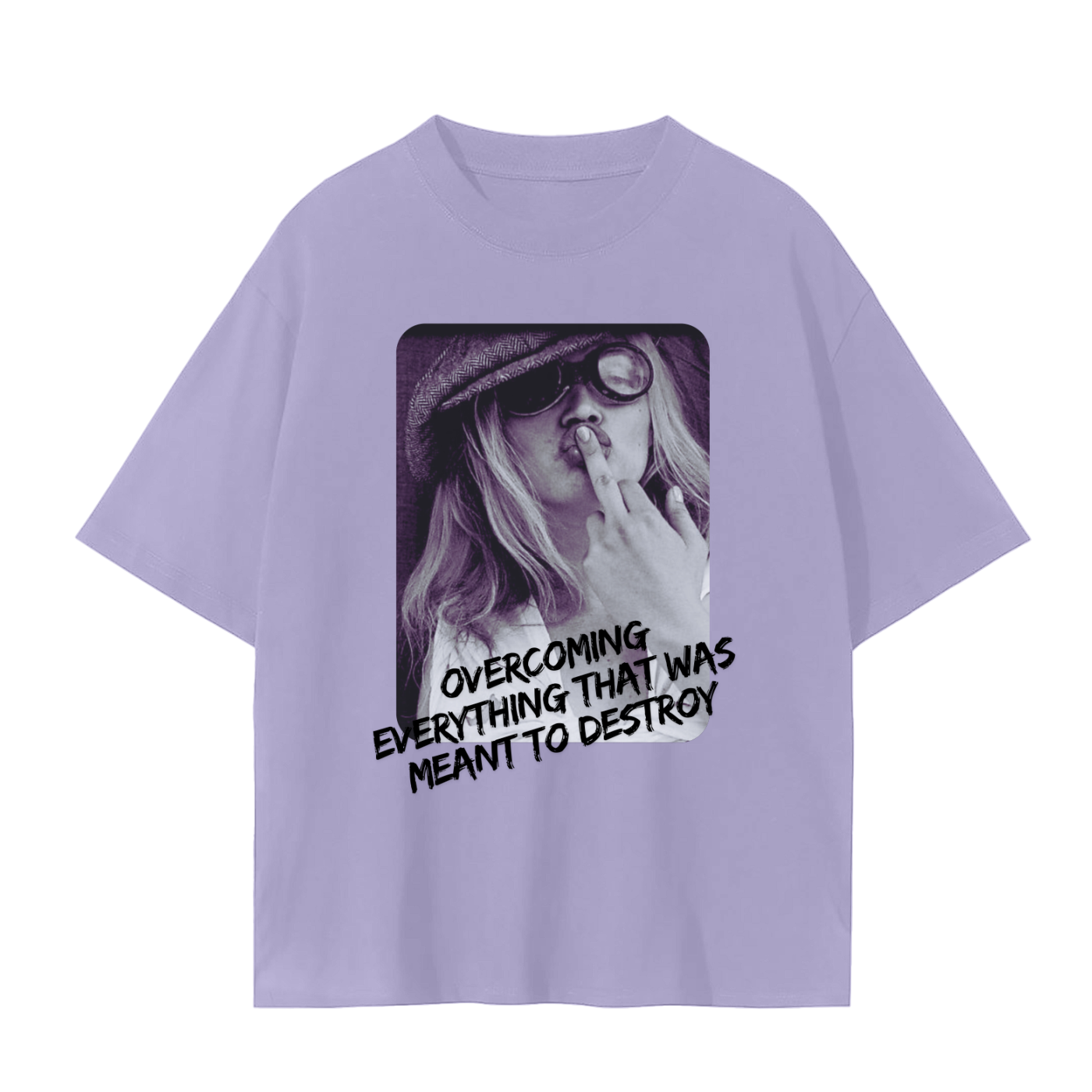 'Overcoming Everything' Drop Shoulder Basic Tee- Black Print