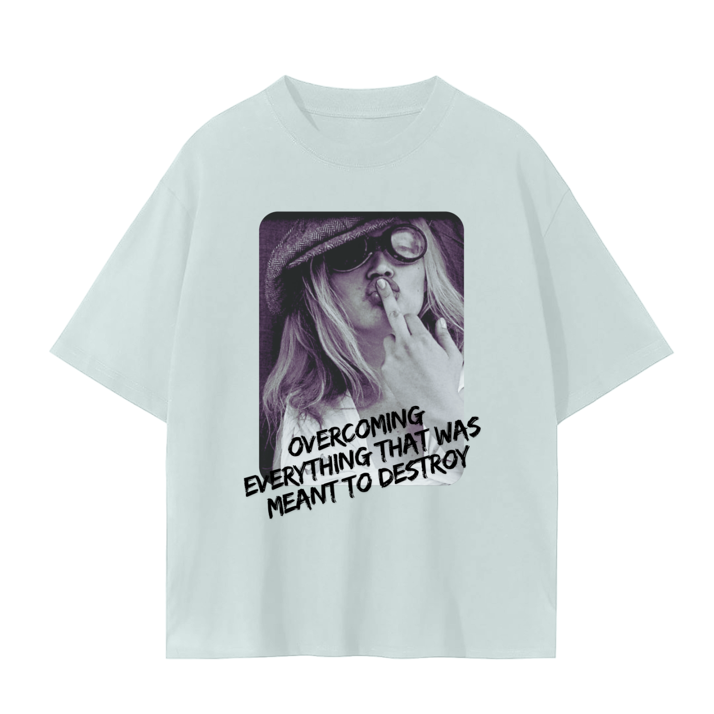 'Overcoming Everything' Drop Shoulder Basic Tee- Black Print