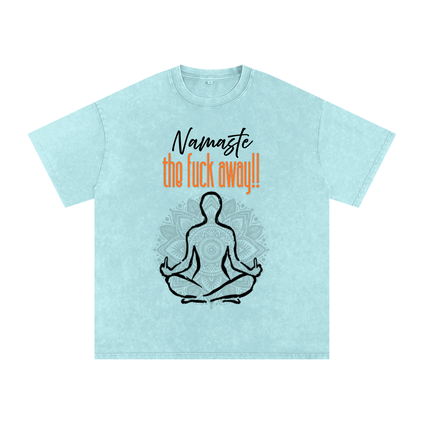 'Namaste' Oversized Acid Wash Tee- Black Print