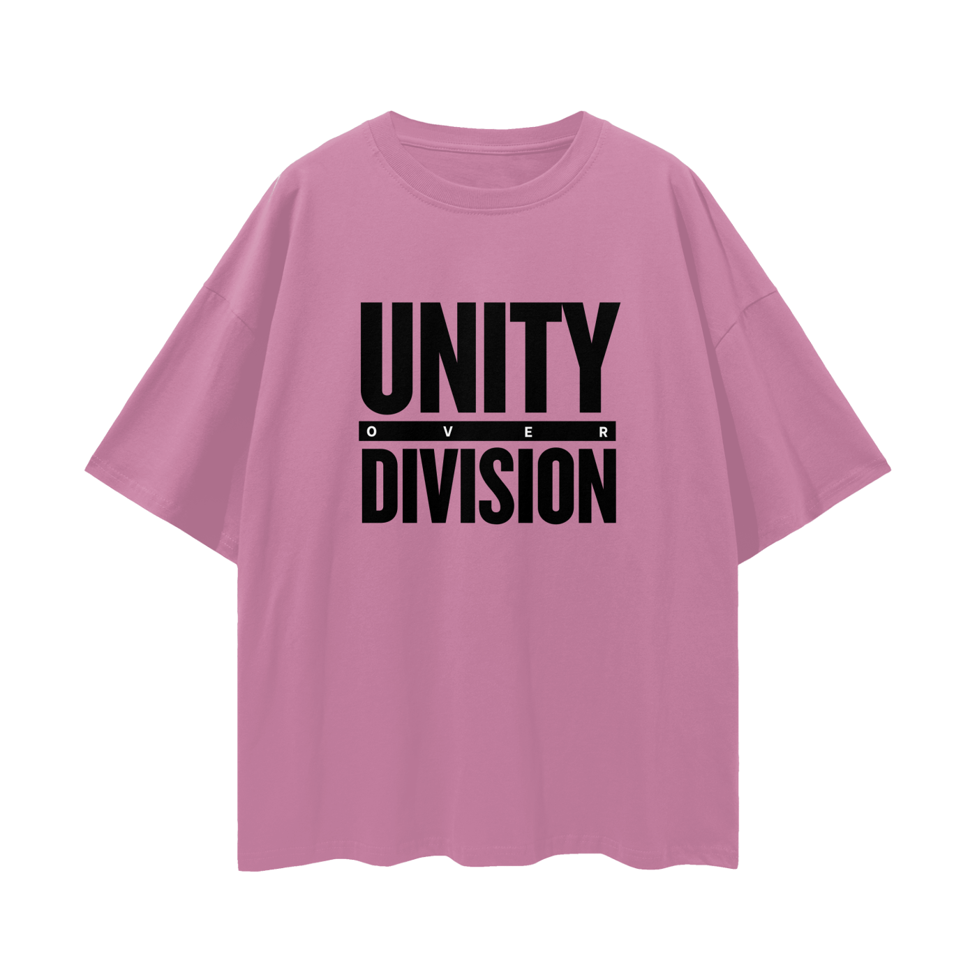 'Unity Over Division' Unisex Loose Drop Shoulder Tee- Black Print