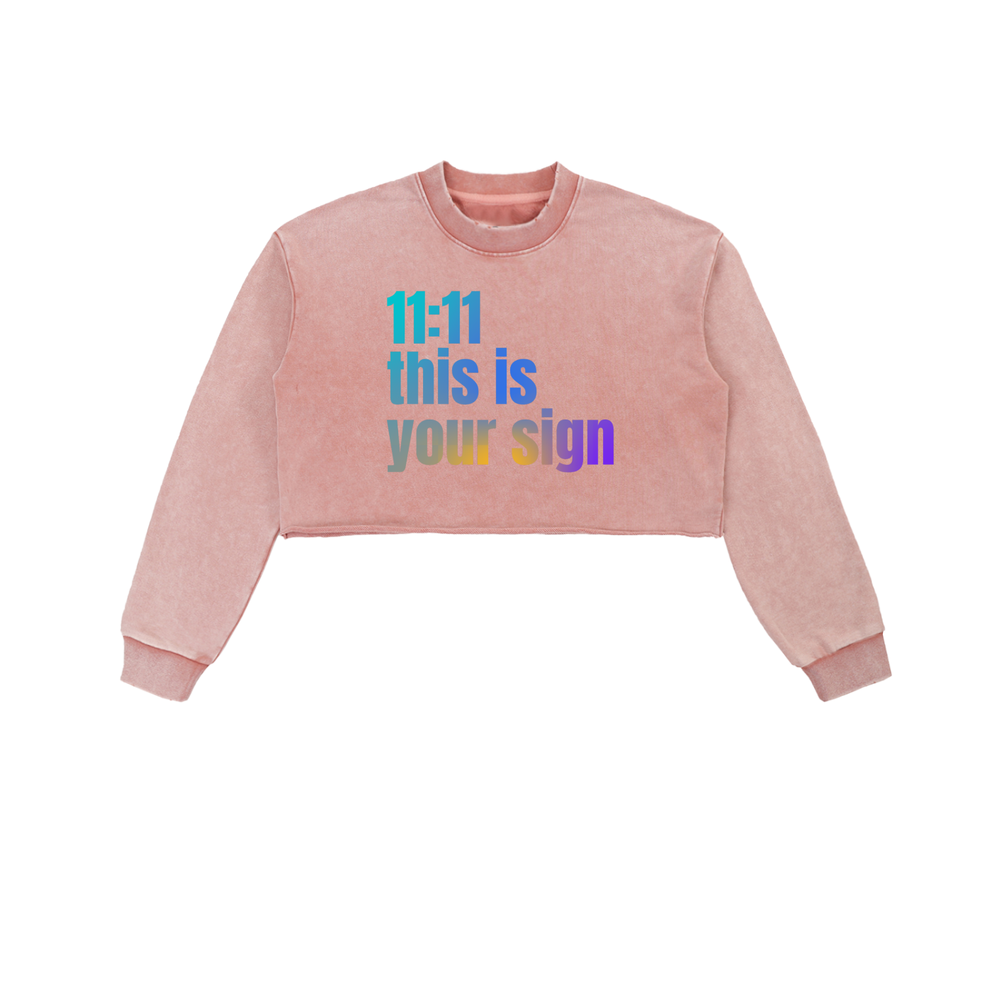 '11:11 This Is Your Sign' Snow Washed Cropped Sweatshirt