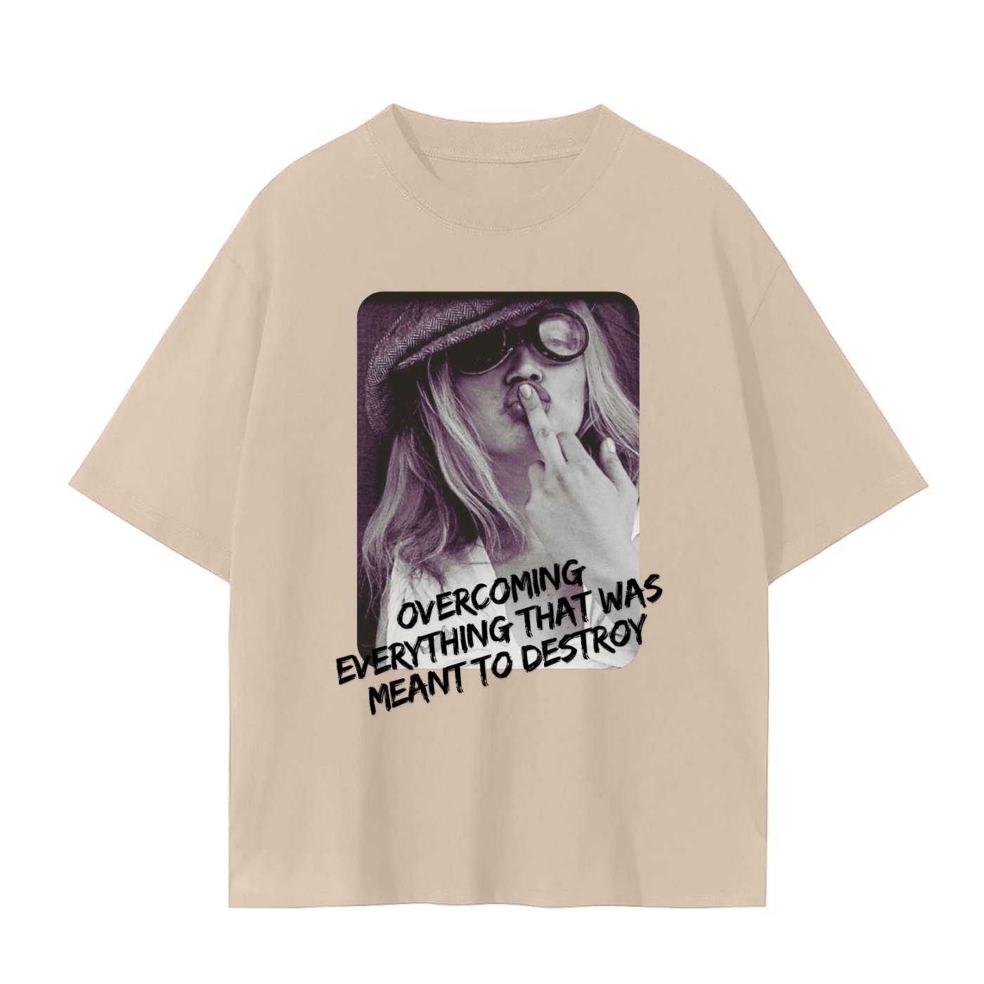 'Overcoming Everything' Drop Shoulder Basic Tee- Black Print