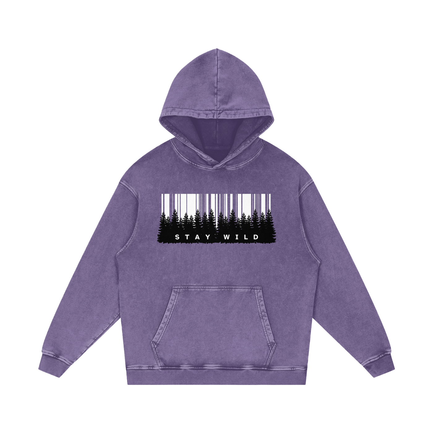 'Stay Wild' Acid Wash Oversized Hoodie
