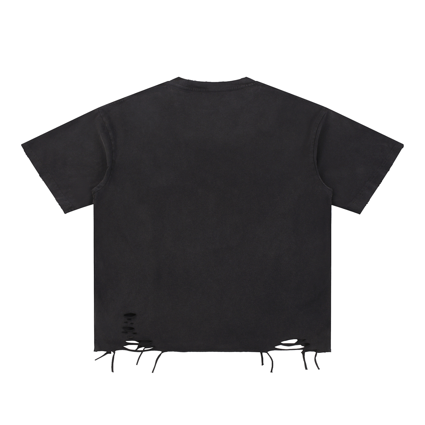 '11:11 THE LABEL' Snow Washed Raw Edge Distressed Tee