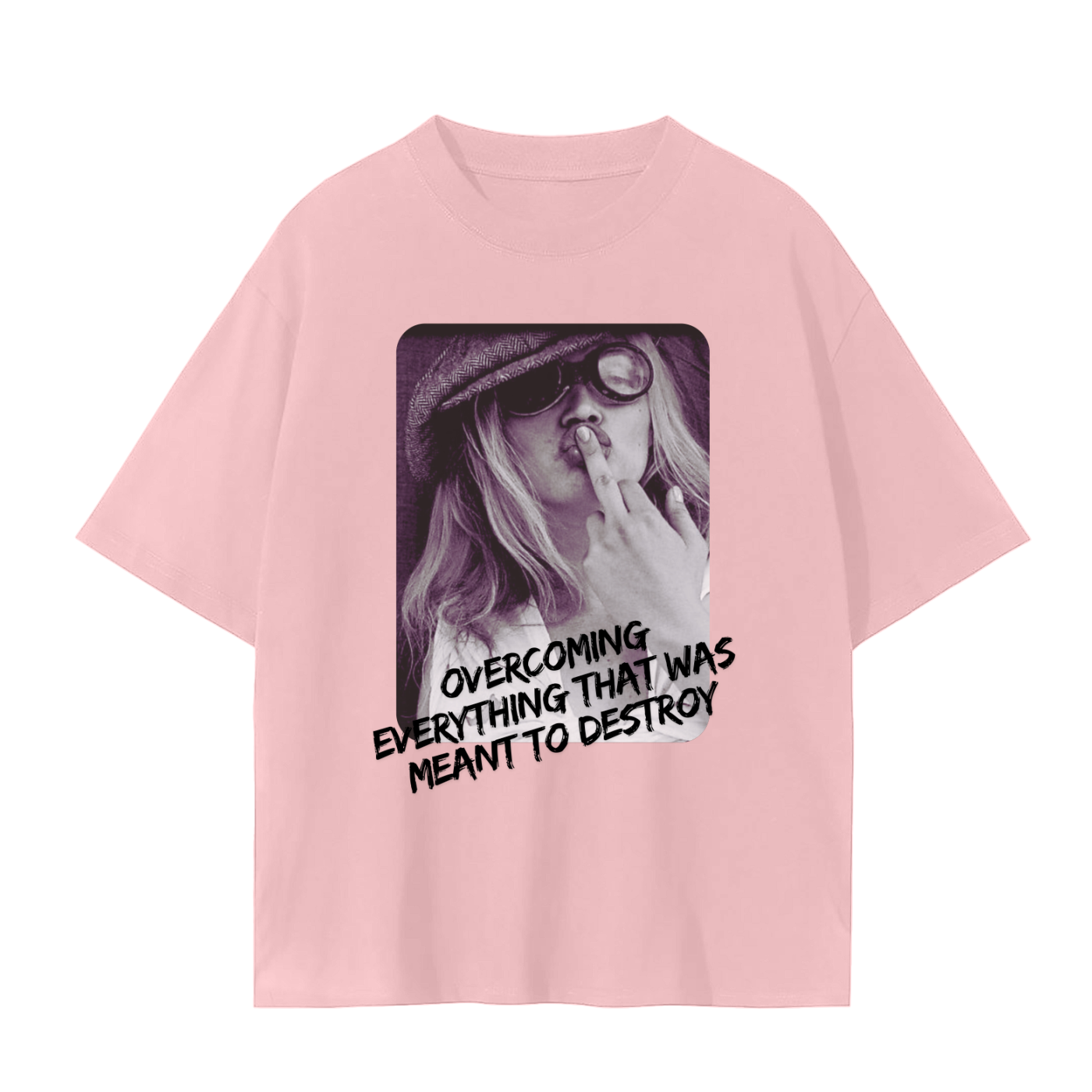 'Overcoming Everything' Drop Shoulder Basic Tee- Black Print