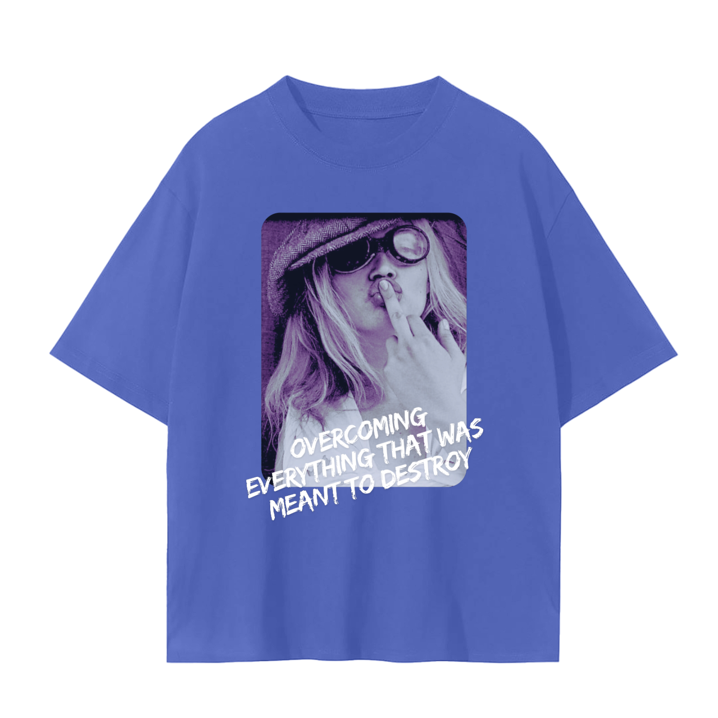 'Overcoming Everything' Drop Shoulder Basic Tee- White Print