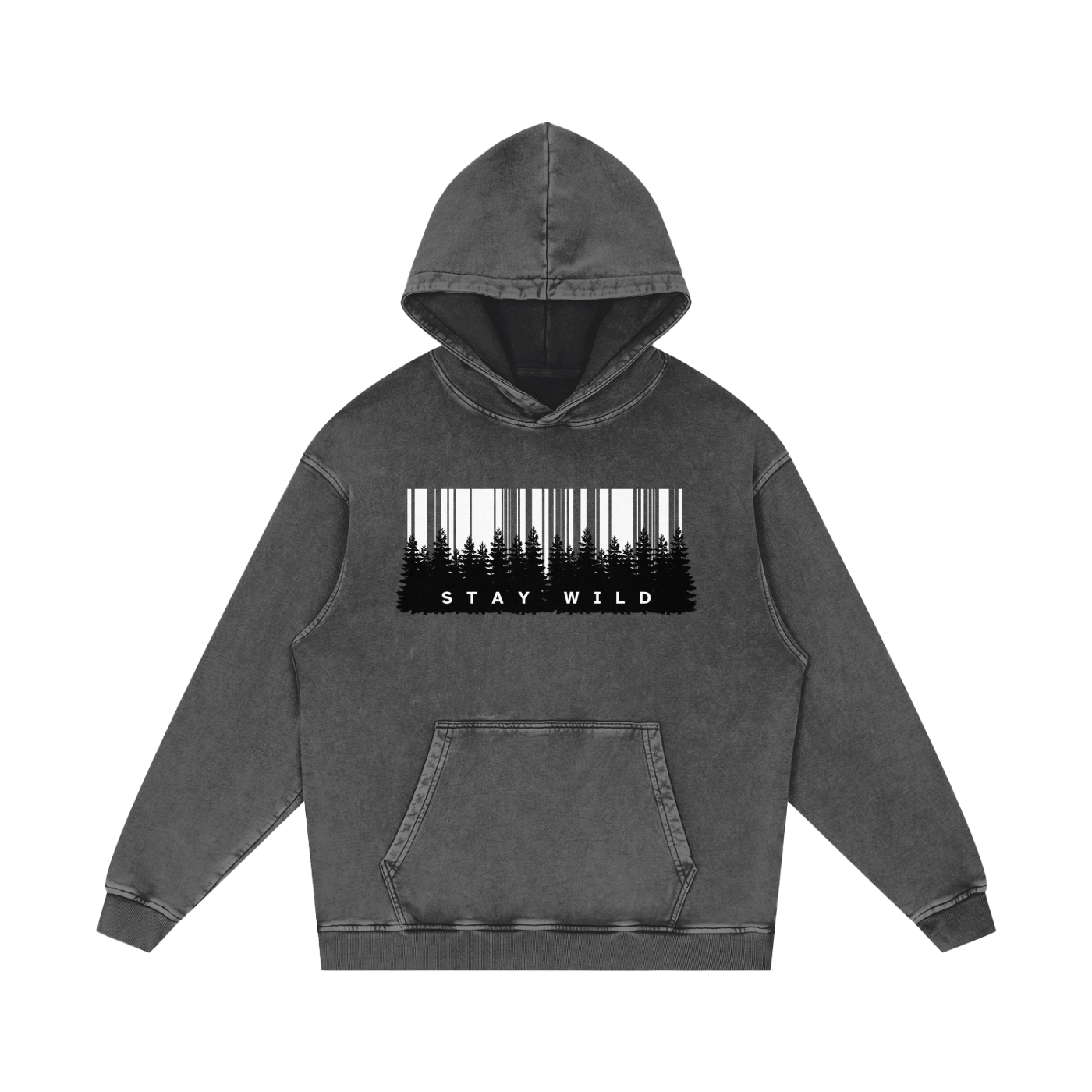 'Stay Wild' Acid Wash Oversized Hoodie