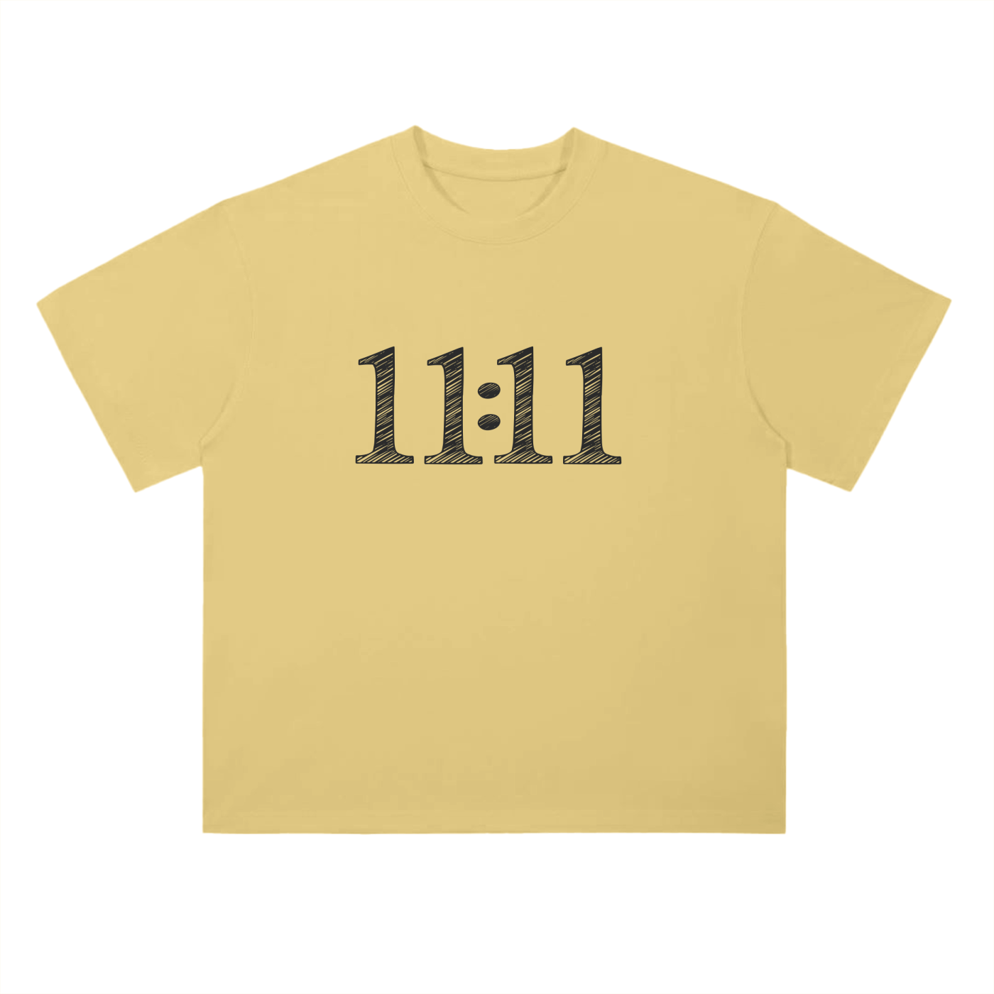 '11:11 Sketch' Drop Shoulder Basic Tee- Black Print