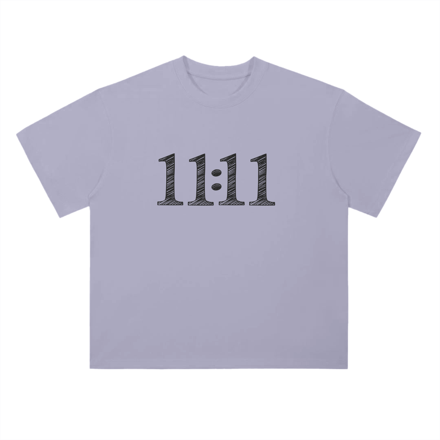 '11:11 Sketch' Drop Shoulder Basic Tee- Black Print