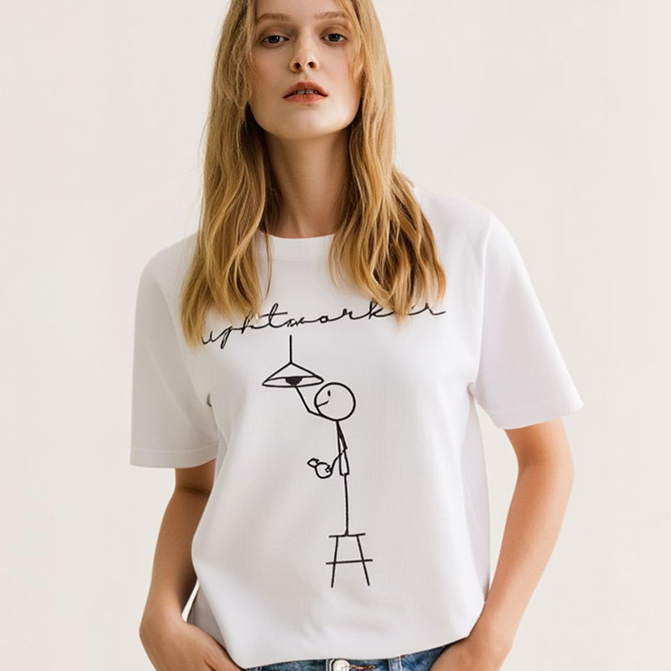 'Lightworker' Drop Shoulder Basic Tee- Black Print