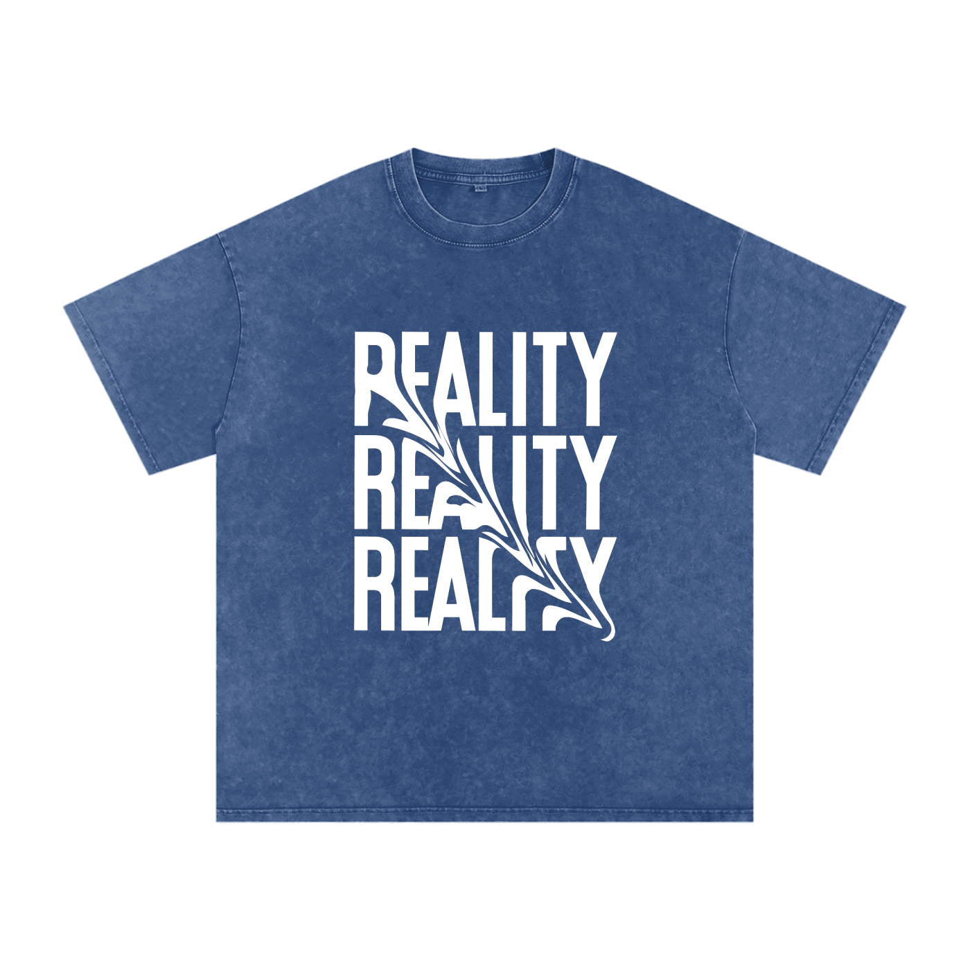 'Reality' Oversized Acid Wash Tee- White Print