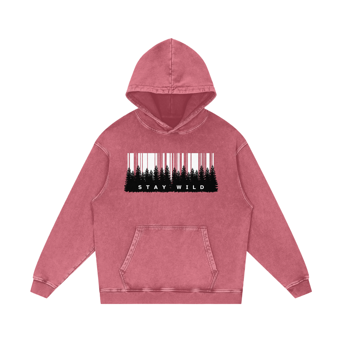 'Stay Wild' Acid Wash Oversized Hoodie