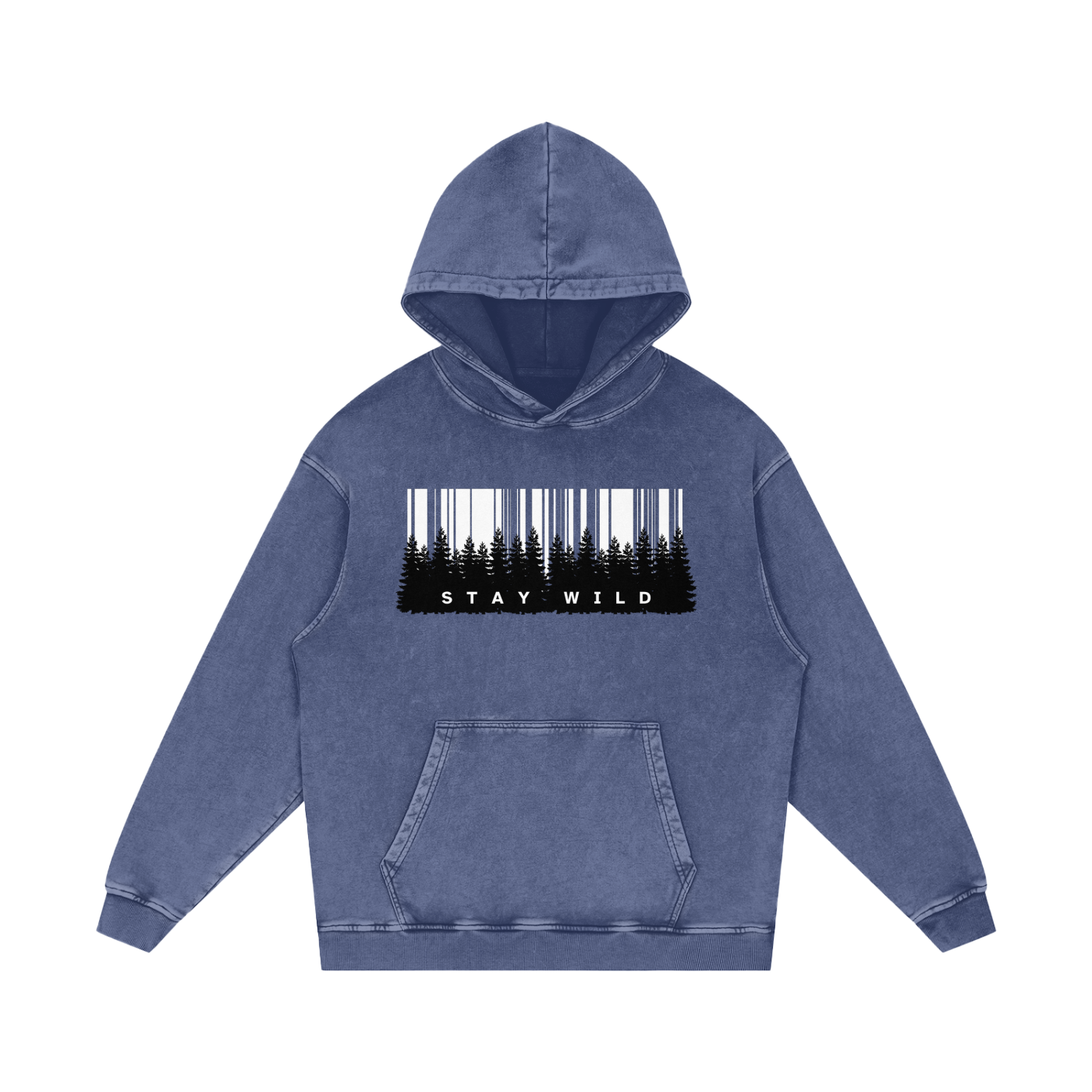 'Stay Wild' Acid Wash Oversized Hoodie