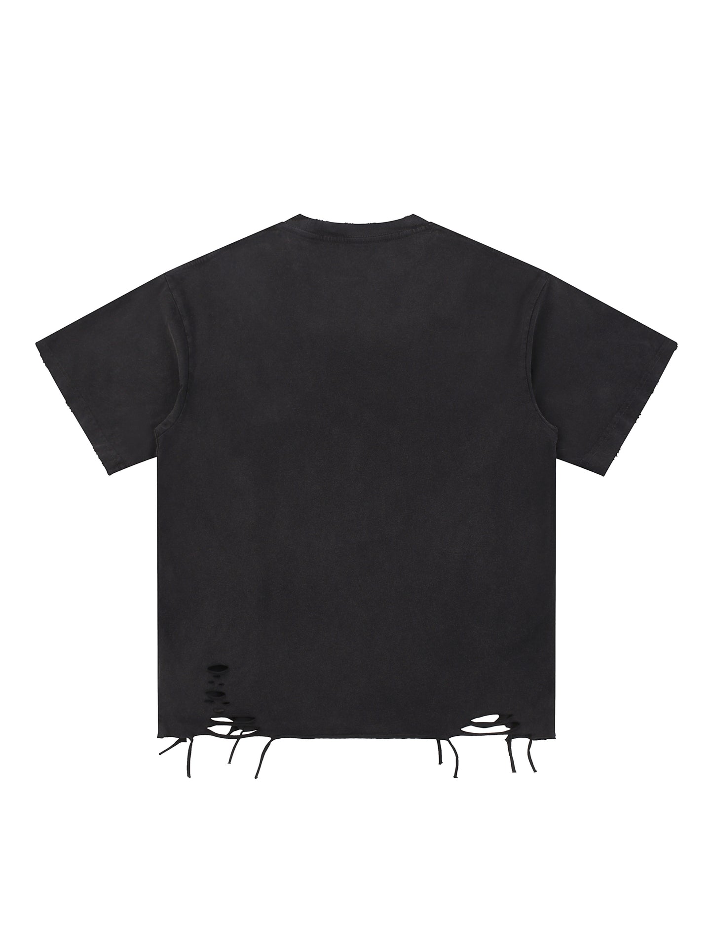 '11:11 THE LABEL w/Mandela' Snow Washed Raw Edge Distressed Tee